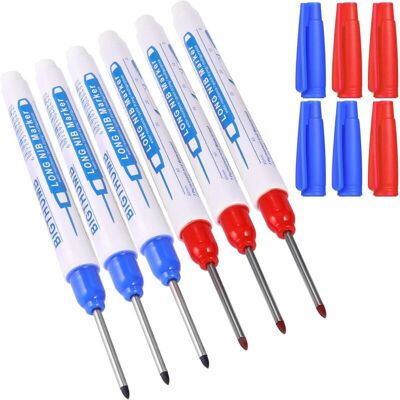 OEM 6pcs Marqueurs Trou Profond, Marqueur Charpentier, Stylo Marqueur Indélébile À Pointe Fine De 30 Mm, Feutre Permanent Pour Des Marquages À Des Endroits Difficiles D'Accès (bleu Rouge) - Publicité OEM 6pcs Marqueurs Trou Profond, Marqueur Charpentier, Stylo Marqueur Indélébile À Pointe Fine De 30 Mm, Feutre Permanent Pour Des Marquages À Des Endroits Difficiles D'Accès (bleu Rouge) - Publicité