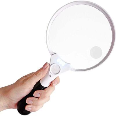 ABCRITAL Grande Loupe Avec Éclairage À Led - Lentilles De Grossissement 2x 4x 25x - Meilleure Loupe Géante Avec Lumière Pour La Lecture, L’exploration, L’inspection, Cartes Du Monde, Journaux, Et Bijoux - Publicité ABCRITAL Grande Loupe Avec Éclairage À Led - Lentilles De Grossissement 2x 4x 25x - Meilleure Loupe Géante Avec Lumière Pour La Lecture, L’exploration, L’inspection, Cartes Du Monde, Journaux, Et Bijoux - Publicité