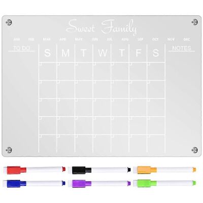 FATRD Calendrier De Réfrigérateur En Acrylique Effaçable À Sec Avec Stylos, Comprenant Un Planificateur Mensuel Et Un Tableau Blanc Effaçable À Sec.-42x29.7cm-transparent - Publicité FATRD Calendrier De Réfrigérateur En Acrylique Effaçable À Sec Avec Stylos, Comprenant Un Planificateur Mensuel Et Un Tableau Blanc Effaçable À Sec.-42x29.7cm-transparent - Publicité