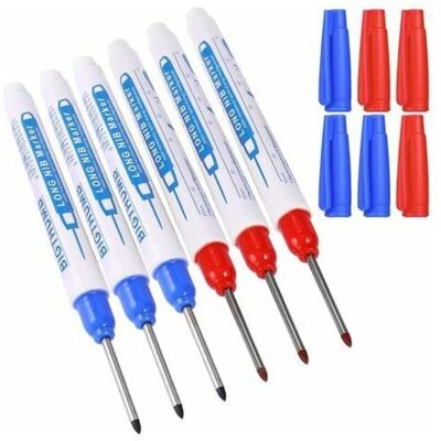 OEM 6pcs Marqueurs Trou Profond. Marqueur Charpentier. Stylo Marqueur Indélébile À Pointe Fine De 30 Mm. Feutre Permanent Pour Des Marquages À Des Endroits Difficiles D'Accès (bleu Rouge) - Publicité OEM 6pcs Marqueurs Trou Profond. Marqueur Charpentier. Stylo Marqueur Indélébile À Pointe Fine De 30 Mm. Feutre Permanent Pour Des Marquages À Des Endroits Difficiles D'Accès (bleu Rouge) - Publicité