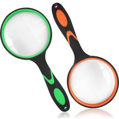 OEM 2pcs Loupe De Lecture 65 Mm, Loupe Grossissante À Main Avec Poignée En Caoutchouc Antidérapante, Antidérapante Loupe Enfant Et Âgées Pour Livres Scientifiques, Journaux, Insectes, Loisirs - Publicité OEM 2pcs Loupe De Lecture 65 Mm, Loupe Grossissante À Main Avec Poignée En Caoutchouc Antidérapante, Antidérapante Loupe Enfant Et Âgées Pour Livres Scientifiques, Journaux, Insectes, Loisirs - Publicité