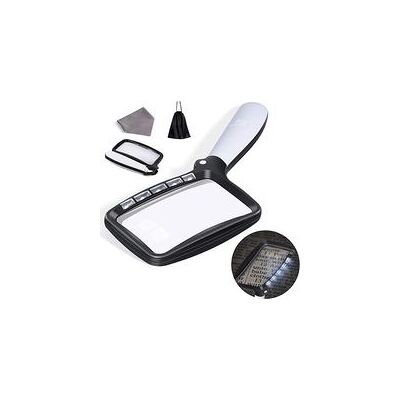 AHLSEN Bravix Loupe De Lecture Rectangulaire Avec 5 Lumières À Led, Loupe De Lecture Grand Format 3x Avec Led À Gradation Pour Les Personnes Âgées, Journaux, Livres, Petits Caractères - Publicité AHLSEN Bravix Loupe De Lecture Rectangulaire Avec 5 Lumières À Led, Loupe De Lecture Grand Format 3x Avec Led À Gradation Pour Les Personnes Âgées, Journaux, Livres, Petits Caractères - Publicité
