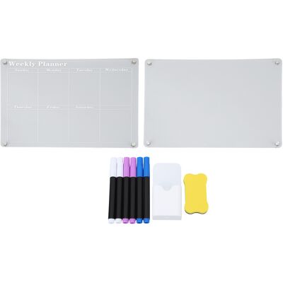 WEYTOLL Calendrier Magnétique Effaçable À Sec En Acrylique, Tableau De Planification Transparent Pour Réfrigérateur, Plan Hebdomadaire + Vierge, 15.7x11,8 Pouces - Publicité WEYTOLL Calendrier Magnétique Effaçable À Sec En Acrylique, Tableau De Planification Transparent Pour Réfrigérateur, Plan Hebdomadaire + Vierge, 15.7x11,8 Pouces - Publicité