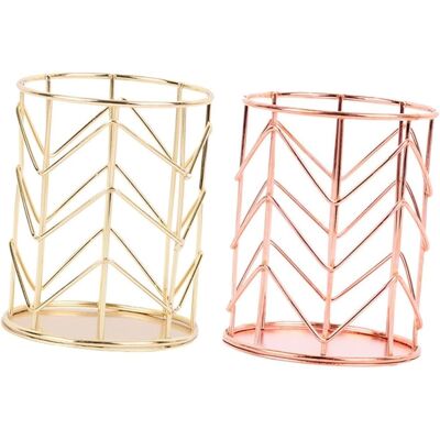 SLOWMOOSE Lot 2 Porte-stylos En Métal Avec Rangement Pour Accessoires Et Pinceaux De Maquillage, Or Et Or Rose - Publicité SLOWMOOSE Lot 2 Porte-stylos En Métal Avec Rangement Pour Accessoires Et Pinceaux De Maquillage, Or Et Or Rose - Publicité