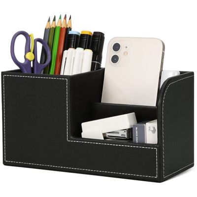 OEM Organisateur De Bureau, Rangement De Bureau En Cuir Pot À Crayons Porte-stylo Peu Encombrant, 3 Compartiments De Stylos, Agrafeuses, Dossiers, Notes Autocollantes, Téléphones (noir B) - Publicité OEM Organisateur De Bureau, Rangement De Bureau En Cuir Pot À Crayons Porte-stylo Peu Encombrant, 3 Compartiments De Stylos, Agrafeuses, Dossiers, Notes Autocollantes, Téléphones (noir B) - Publicité
