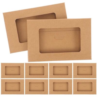 LISATR Lot De 10 Boîtes De Rangement Pour Enveloppes, Boîtes Pour Cartes Postales En Papier Kraft Avec Fenêtre Ouverte-16x10.5cm-light Brown - Publicité LISATR Lot De 10 Boîtes De Rangement Pour Enveloppes, Boîtes Pour Cartes Postales En Papier Kraft Avec Fenêtre Ouverte-16x10.5cm-light Brown - Publicité