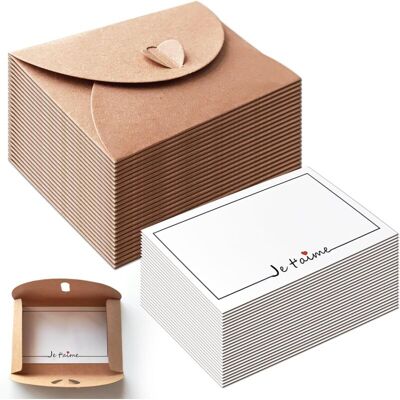 OEM 25 Pièces Enveloppes Kraft, 10,6×7,6 Cm Avec Cartes Vierges, Je T'Aime, Pour Mariage Noël Fêtes Et Correspondance - Publicité OEM 25 Pièces Enveloppes Kraft, 10,6×7,6 Cm Avec Cartes Vierges, Je T'Aime, Pour Mariage Noël Fêtes Et Correspondance - Publicité