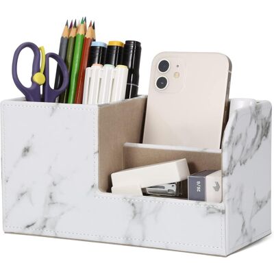 OEM 1 Organisateur De Bureau, 3 Compartiments, Cuir Et Lin, Pour Stylos Agrafeuses Téléphones, Maison Bureau - Publicité OEM 1 Organisateur De Bureau, 3 Compartiments, Cuir Et Lin, Pour Stylos Agrafeuses Téléphones, Maison Bureau - Publicité