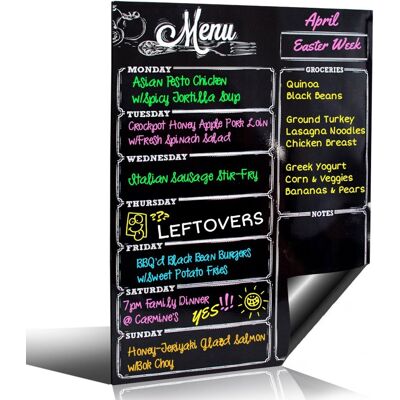 ALVIOR Calendrier Magnetique 16 X 12 Pouces - Tableau Effaçable A Sec - Pour Frigo - Planificateur Repas Semaine - Liste Courses - Noir - Publicité ALVIOR Calendrier Magnetique 16 X 12 Pouces - Tableau Effaçable A Sec - Pour Frigo - Planificateur Repas Semaine - Liste Courses - Noir - Publicité