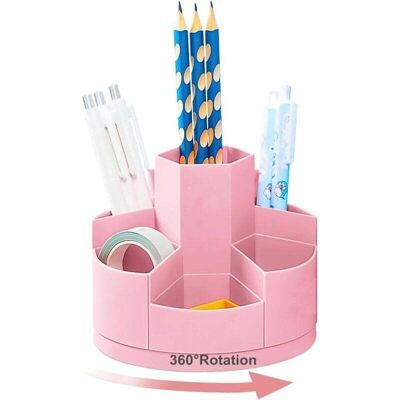Scotch Organisateur Bureau Rotatif 360° 7 Emplacements Porte-stylos Crayons Rose Rangement Fournitures - Publicité Scotch Organisateur Bureau Rotatif 360° 7 Emplacements Porte-stylos Crayons Rose Rangement Fournitures - Publicité
