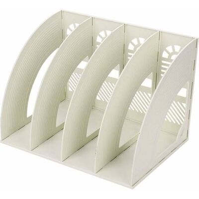 BUDO Organisateur De Bureau En Plastique 4 Compartiments – Support Pour Papier A4, Magazines Et Documents – Dimensions 23.5x23.5x33cm - Publicité BUDO Organisateur De Bureau En Plastique 4 Compartiments – Support Pour Papier A4, Magazines Et Documents – Dimensions 23.5x23.5x33cm - Publicité