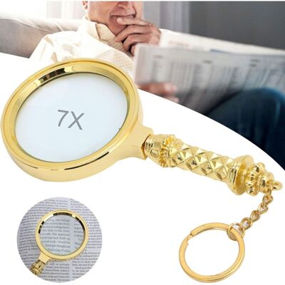 FOGSHIELD Lntyq Loupe 7x, Loupe De 80 Mm Et Portable Avec Porte-clés, Loupe De Lecture En Or Sculpté, Mise Au Point Extérieure À La Lumière Du Soleil - Publicité FOGSHIELD Lntyq Loupe 7x, Loupe De 80 Mm Et Portable Avec Porte-clés, Loupe De Lecture En Or Sculpté, Mise Au Point Extérieure À La Lumière Du Soleil - Publicité