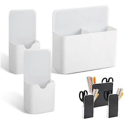 LEDE Porte-stylos Magnétique En 3 Pièces, Boîtes De Rangement Magnétiques Pour Marqueurs, Pour Réfrigérateur Et Tableaux Blancs. Publicité LEDE Porte-stylos Magnétique En 3 Pièces, Boîtes De Rangement Magnétiques Pour Marqueurs, Pour Réfrigérateur Et Tableaux Blancs. Publicité