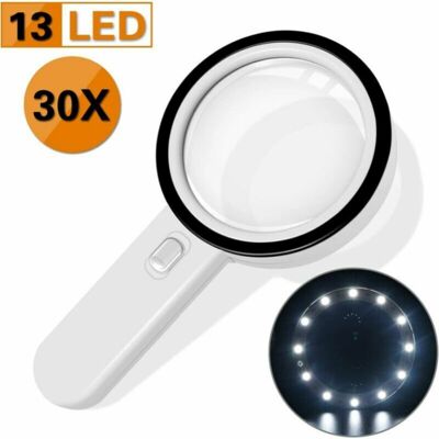 OEM Loupe De Lecture, 30x Loupe Eclairante Avec 13 Led Lumières 128mm Loupe Lumineuse Pour La Lecture L’exploration L’inspection Cartes Du Monde Journaux Et Bijoux - Publicité OEM Loupe De Lecture, 30x Loupe Eclairante Avec 13 Led Lumières 128mm Loupe Lumineuse Pour La Lecture L’exploration L’inspection Cartes Du Monde Journaux Et Bijoux - Publicité