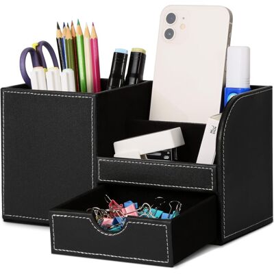 OEM Organisateur De Bureau, Rangement De Bureau En Cuir Pot À Crayons Porte-stylo Peu Encombrant, 4 Compartiments De Stylos, Agrafeuses, Dossiers, Notes Autocollantes, Téléphones(noir 1) - Publicité OEM Organisateur De Bureau, Rangement De Bureau En Cuir Pot À Crayons Porte-stylo Peu Encombrant, 4 Compartiments De Stylos, Agrafeuses, Dossiers, Notes Autocollantes, Téléphones(noir 1) - Publicité