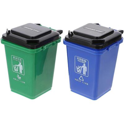 LISATR Lot De 2 Porte-stylos Créatifs En Forme De Poubelle, Porte-stylos Multifonctionnel Avec Compartiments De Rangement, Boîte De Rangement De Bureau (bleu + Vert)-12.50x11.50x11.50cm - Publicité LISATR Lot De 2 Porte-stylos Créatifs En Forme De Poubelle, Porte-stylos Multifonctionnel Avec Compartiments De Rangement, Boîte De Rangement De Bureau (bleu + Vert)-12.50x11.50x11.50cm - Publicité