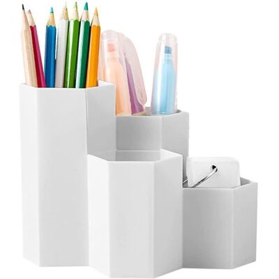 BARBAYDOS Organisateur De Bureau - Papeterie - Porte-stylo - Couleur Blanc - Matériau Pp - 4 Compartiments - Publicité BARBAYDOS Organisateur De Bureau - Papeterie - Porte-stylo - Couleur Blanc - Matériau Pp - 4 Compartiments - Publicité