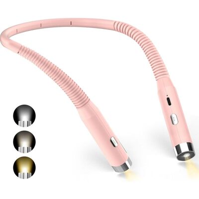 Vision Lampe De Lecture Rechargeable Pour Le Cou, Avec 3 Couleurs Et 3 Niveaux De Luminosité Réglables, Pliable À 360°, Idéale Pour Les Voyages, Le Tricot Et Le Camping (rose) - Publicité Vision Lampe De Lecture Rechargeable Pour Le Cou, Avec 3 Couleurs Et 3 Niveaux De Luminosité Réglables, Pliable À 360°, Idéale Pour Les Voyages, Le Tricot Et Le Camping (rose) - Publicité