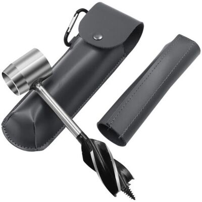 ABYSSE Tarière De Survie Bushcraft, Outil De Perçage Du Bois Avec Étui En Cuir Pour Le Camping, La Randonnée Et Le Trekking (noir) - Publicité ABYSSE Tarière De Survie Bushcraft, Outil De Perçage Du Bois Avec Étui En Cuir Pour Le Camping, La Randonnée Et Le Trekking (noir) - Publicité