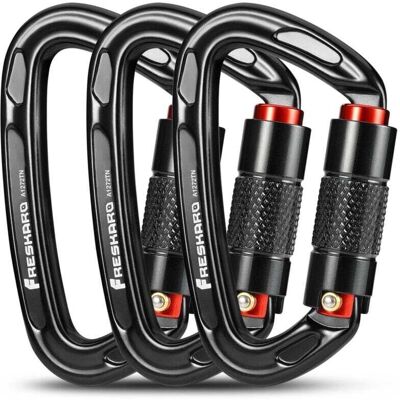 Melissa Debuns – Mousqueton D'Escalade Verrouillage Automatique 25kn – Certifié Ce – Ouverture Large 1.7cm – Pour Alpinisme, Randonnée, Sauvetage – 10cm Noir Et Gris - 25kn-2550kg - Publicité Melissa Debuns – Mousqueton D'Escalade Verrouillage Automatique 25kn – Certifié Ce – Ouverture Large 1.7cm – Pour Alpinisme, Randonnée, Sauvetage – 10cm Noir Et Gris - 25kn-2550kg - Publicité