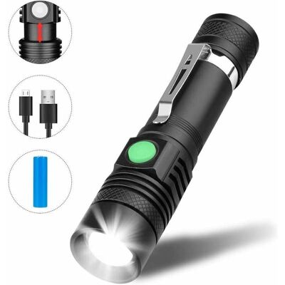 BRINSEA Lampe Torche Led Rechargeable Usb, Lampe De Poche 350 Lumens, Ip65 Étanche, 3 Modes Eclairage, Lampe De Poche Zoomable Pour Ménage, Le Camping, La Randonnée, D'Urgence (batterie Incluse) - Publicité BRINSEA Lampe Torche Led Rechargeable Usb, Lampe De Poche 350 Lumens, Ip65 Étanche, 3 Modes Eclairage, Lampe De Poche Zoomable Pour Ménage, Le Camping, La Randonnée, D'Urgence (batterie Incluse) - Publicité