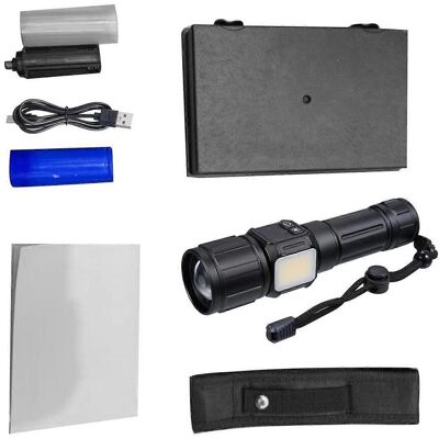 FLAMMKRAFT Lampe Torche Led Extérieure Ultra-lumineuse Avec Zoom, Rechargeable, Batterie Intégrée De 5000 Mah - Publicité FLAMMKRAFT Lampe Torche Led Extérieure Ultra-lumineuse Avec Zoom, Rechargeable, Batterie Intégrée De 5000 Mah - Publicité