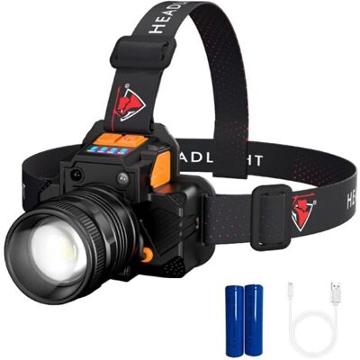 Melissa Lampe Frontale Led Étanche 2000 Lumens - Rechargeable Usb Super Lumineuse - 3 Luminosités - Réglable 90° - Pour Camping, Pêche, Jogging - Publicité Melissa Lampe Frontale Led Étanche 2000 Lumens - Rechargeable Usb Super Lumineuse - 3 Luminosités - Réglable 90° - Pour Camping, Pêche, Jogging - Publicité