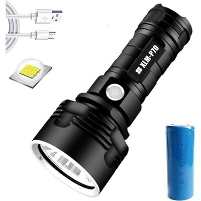 Melissa 30000-100000 Lumen Haute Puissance Led Lampe De Lampe De Poche Étanche Ultra Lumineuse, 3 Modes Haute Luminosité Lampe De Poche Rechargeable Usb (50 W Xlm-p70, Une Pile) - Publicité Melissa 30000-100000 Lumen Haute Puissance Led Lampe De Lampe De Poche Étanche Ultra Lumineuse, 3 Modes Haute Luminosité Lampe De Poche Rechargeable Usb (50 W Xlm-p70, Une Pile) - Publicité