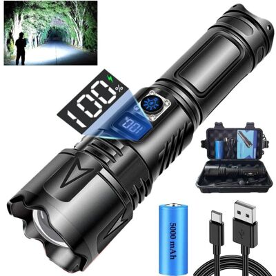 Vision Lampe De Poche Ultra Puissante, 50000 Lumens Usb-c Rechargeable Lampe Torche Led, Ip65 Étanche Tactique Torches, 5 Modes Zoombar Pour Camping D'Urgence Activités De Plein Air(batterie 5000mah) - Publicité Vision Lampe De Poche Ultra Puissante, 50000 Lumens Usb-c Rechargeable Lampe Torche Led, Ip65 Étanche Tactique Torches, 5 Modes Zoombar Pour Camping D'Urgence Activités De Plein Air(batterie 5000mah) - Publicité