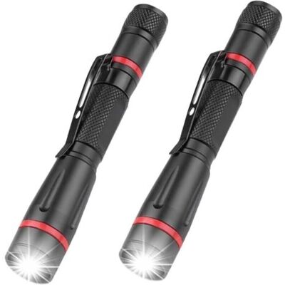 ABYSSE Lot De 2 Mini Lampes De Poche Led - Avec Clip - Zoomable - Étanche - Pour Randonnée, Camping, Urgence, Extérieur - Publicité ABYSSE Lot De 2 Mini Lampes De Poche Led - Avec Clip - Zoomable - Étanche - Pour Randonnée, Camping, Urgence, Extérieur - Publicité