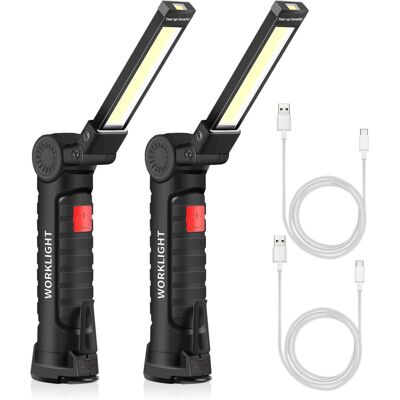MOXIE Lampe Torche Rechargeable Usb Torche Led Travail Lumière Portable Magnétique Crochet Suspendu Pour Lampe De Réparation De Camping En Plein Air (2pcs Petit) - Publicité MOXIE Lampe Torche Rechargeable Usb Torche Led Travail Lumière Portable Magnétique Crochet Suspendu Pour Lampe De Réparation De Camping En Plein Air (2pcs Petit) - Publicité