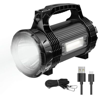 Melissa Lampe Torche Led Rechargeable - Lampe De Poche Puissante Avec 8 Modes D'Éclairage, 3000 Lumen, Ip65 Étanche - Lampe Torche Puissante Avec Câble Usb, Bandoulière Pour Le Mien/camping/urgence [classe Én - Publicité Melissa Lampe Torche Led Rechargeable - Lampe De Poche Puissante Avec 8 Modes D'Éclairage, 3000 Lumen, Ip65 Étanche - Lampe Torche Puissante Avec Câble Usb, Bandoulière Pour Le Mien/camping/urgence [classe Én - Publicité