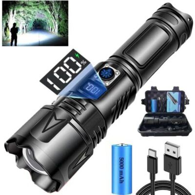 Vision Lampe De Poche Ultra Puissante, 50000 Lumens Usb-c Rechargeable Lampe Torche Led, Ip65 Étanche Tactique Torches, 5 Modes Zoombar Pour Camping D'Urgence Activités De Plein Air(batterie 5000mah) - Publicité Vision Lampe De Poche Ultra Puissante, 50000 Lumens Usb-c Rechargeable Lampe Torche Led, Ip65 Étanche Tactique Torches, 5 Modes Zoombar Pour Camping D'Urgence Activités De Plein Air(batterie 5000mah) - Publicité