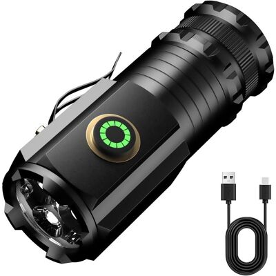 Vision Lampe Torche Led Rechargeable, 5 Modes D'Éclairage, Fonctionne Sur Piles, 3 Led P35, Pour Les Urgences En Extérieur Et Le Camping (pile 18350 Incluse) - Publicité Vision Lampe Torche Led Rechargeable, 5 Modes D'Éclairage, Fonctionne Sur Piles, 3 Led P35, Pour Les Urgences En Extérieur Et Le Camping (pile 18350 Incluse) - Publicité