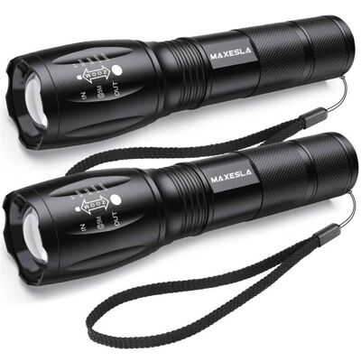 MOXIE Lampe Torche Led Ultra Puissante, 2000 Lumens Lampe De Poche, Ip65 Étanche Lampe Tactique, Zoomable, 5 Modes D'Éclairage, Antichoc Anti-dérapant Pour Camping Randonnée Urgence, Lot De 2 [classe Énergé - Publicité MOXIE Lampe Torche Led Ultra Puissante, 2000 Lumens Lampe De Poche, Ip65 Étanche Lampe Tactique, Zoomable, 5 Modes D'Éclairage, Antichoc Anti-dérapant Pour Camping Randonnée Urgence, Lot De 2 [classe Énergé - Publicité