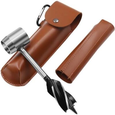 ABYSSE Perceuse Manuelle De Survie Bushcraft Avec Étui En Cuir, Idéale Pour Le Camping, La Randonnée Et Le Trekking, Outil De Perçage Manuel Pour Le Bois (marron) - Publicité ABYSSE Perceuse Manuelle De Survie Bushcraft Avec Étui En Cuir, Idéale Pour Le Camping, La Randonnée Et Le Trekking, Outil De Perçage Manuel Pour Le Bois (marron) - Publicité