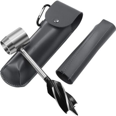 ABYSSE Tarière De Survie Bushcraft, Outil De Perçage Du Bois Avec Étui En Cuir Pour Le Camping, La Randonnée Et Le Trekking (noir) - Publicité ABYSSE Tarière De Survie Bushcraft, Outil De Perçage Du Bois Avec Étui En Cuir Pour Le Camping, La Randonnée Et Le Trekking (noir) - Publicité