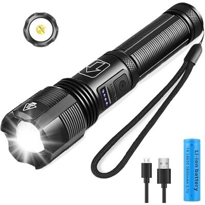 Melissa Lampes Torches Led Xhp50 3000 Lumens - Pile 18650 Rechargeable 3800mah - Zoom/étanche/5 Modes - Pour Camping, Randonnée, Urgences - Publicité Melissa Lampes Torches Led Xhp50 3000 Lumens - Pile 18650 Rechargeable 3800mah - Zoom/étanche/5 Modes - Pour Camping, Randonnée, Urgences - Publicité