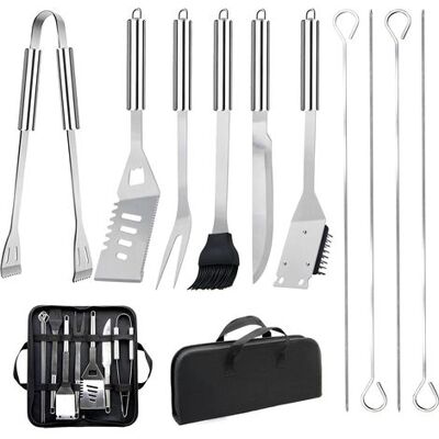 Generic 11pcs Stainless Steel Bbq Grilling Accessories Set, For Fathers Day Gifts,portable Practical Grill,with Storage Bag For Outdoor Grill Camping Backyard - Publicité Generic 11pcs Stainless Steel Bbq Grilling Accessories Set, For Fathers Day Gifts,portable Practical Grill,with Storage Bag For Outdoor Grill Camping Backyard - Publicité