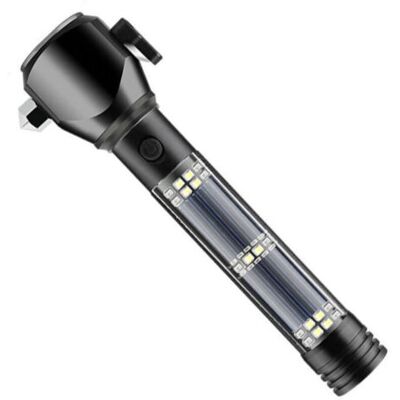 ABYSSE Lampe De Poche Solaire Rechargeable Avec Alarme De Boussole De Couteau De Marteau Magnétique - Publicité ABYSSE Lampe De Poche Solaire Rechargeable Avec Alarme De Boussole De Couteau De Marteau Magnétique - Publicité