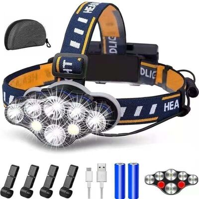 BRAST Lampe Frontale Led Rechargeable, Ultra Puissante Lampe À 8 Del De 2000 Lumens, Torche Frontale Étanche Et Léger, Parfait Pour Le Camping, La Pêche, La Cave, Le Jogging Et La Randonnée [classe Énergéti - Publicité BRAST Lampe Frontale Led Rechargeable, Ultra Puissante Lampe À 8 Del De 2000 Lumens, Torche Frontale Étanche Et Léger, Parfait Pour Le Camping, La Pêche, La Cave, Le Jogging Et La Randonnée [classe Énergéti - Publicité