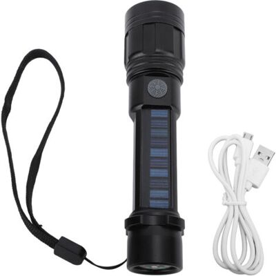 ABYSSE Lampe Torche Led Zoomable, 3 Modes D'Éclairage, Chargement Usb Ou Solaire, Boussole Intégrée. Lampe Torche Puissante Idéale Pour Les Aventures En Plein Air Et Le Camping. Publicité ABYSSE Lampe Torche Led Zoomable, 3 Modes D'Éclairage, Chargement Usb Ou Solaire, Boussole Intégrée. Lampe Torche Puissante Idéale Pour Les Aventures En Plein Air Et Le Camping. Publicité