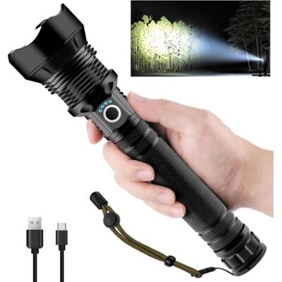 ABYSSE 1 Pièces Lampe De Poche Led Super Puissante, Rechargeable Par Usb Type-c, Parfaite Pour Le Camping, La Randonnée Et Les Urgences. Publicité ABYSSE 1 Pièces Lampe De Poche Led Super Puissante, Rechargeable Par Usb Type-c, Parfaite Pour Le Camping, La Randonnée Et Les Urgences. Publicité