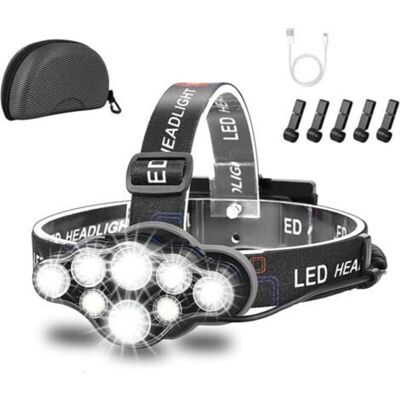 URSUS Lampe Frontale,super Brillante Lampe À 8 Del De 18000 Lumens,rechargeable Usb Imperméable Réglable Pour Le Camping, La Pêche, La Cave, Le Jogging Et La Randonnée-enlé - Publicité URSUS Lampe Frontale,super Brillante Lampe À 8 Del De 18000 Lumens,rechargeable Usb Imperméable Réglable Pour Le Camping, La Pêche, La Cave, Le Jogging Et La Randonnée-enlé - Publicité