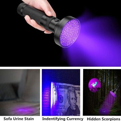 Scotch Lampe Torche Uv, 100 Leds Lampe De Poche Lumière Noire 395nm Lampe Ultraviolette Détecteur Pour Trouvez Fluorescents, Urine Animale, Taches Tapis, Punaises,des Lunettes De Protection - Publicité Scotch Lampe Torche Uv, 100 Leds Lampe De Poche Lumière Noire 395nm Lampe Ultraviolette Détecteur Pour Trouvez Fluorescents, Urine Animale, Taches Tapis, Punaises,des Lunettes De Protection - Publicité