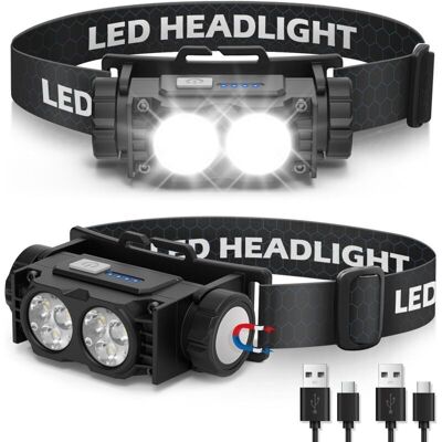 Scotch Lampe Frontale 2 Pièces,lampe Frontale Led Ultra Puissante ,torche Frontale 3 Modes Ipx5 Étanche Rechargeable Usb,pour Pêche,camping,cyclisme,running (noir) - Publicité Scotch Lampe Frontale 2 Pièces,lampe Frontale Led Ultra Puissante ,torche Frontale 3 Modes Ipx5 Étanche Rechargeable Usb,pour Pêche,camping,cyclisme,running (noir) - Publicité