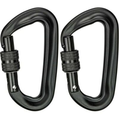 SCORPIO Mousqueton Aluminium 12kn – Charge Maximale 1200 Kg – Lot De 2 Mousquetons En Forme De D – Pour Hamacs, Camping, Escalade - Publicité SCORPIO Mousqueton Aluminium 12kn – Charge Maximale 1200 Kg – Lot De 2 Mousquetons En Forme De D – Pour Hamacs, Camping, Escalade - Publicité