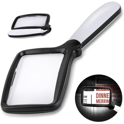 FOGSHIELD Csparkv Loupe De Lecture Pliante Avec Lumière, Grand Rectangle 3x Avec Led À Intensité Variable Pour Personnes Âgées Souffrant De Dégénérescence Maculaire, Journaux, Livres, Petits Imprimés (noir, 3x) - Publicité FOGSHIELD Csparkv Loupe De Lecture Pliante Avec Lumière, Grand Rectangle 3x Avec Led À Intensité Variable Pour Personnes Âgées Souffrant De Dégénérescence Maculaire, Journaux, Livres, Petits Imprimés (noir, 3x) - Publicité