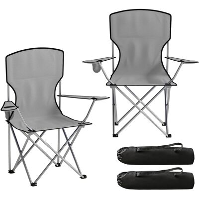 MRTRS Set Di 2 Sedie Da Campeggio Con Schienale Alto In Metallo E Tessuto Oxford, Grigio - Publicité MRTRS Set Di 2 Sedie Da Campeggio Con Schienale Alto In Metallo E Tessuto Oxford, Grigio - Publicité