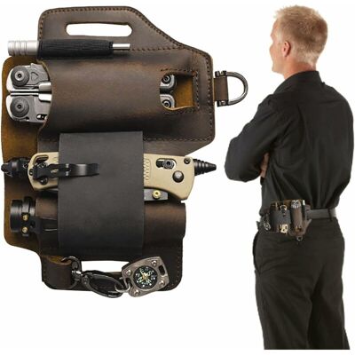 AHLSEN Bravix Edc Étui Multifonction Pour Lampe De Poche - Fourreau De Ceinture En Cuir Avec Porte-stylo Pour Lampe De Poche, Couteau, Clés De Voiture - Publicité AHLSEN Bravix Edc Étui Multifonction Pour Lampe De Poche - Fourreau De Ceinture En Cuir Avec Porte-stylo Pour Lampe De Poche, Couteau, Clés De Voiture - Publicité